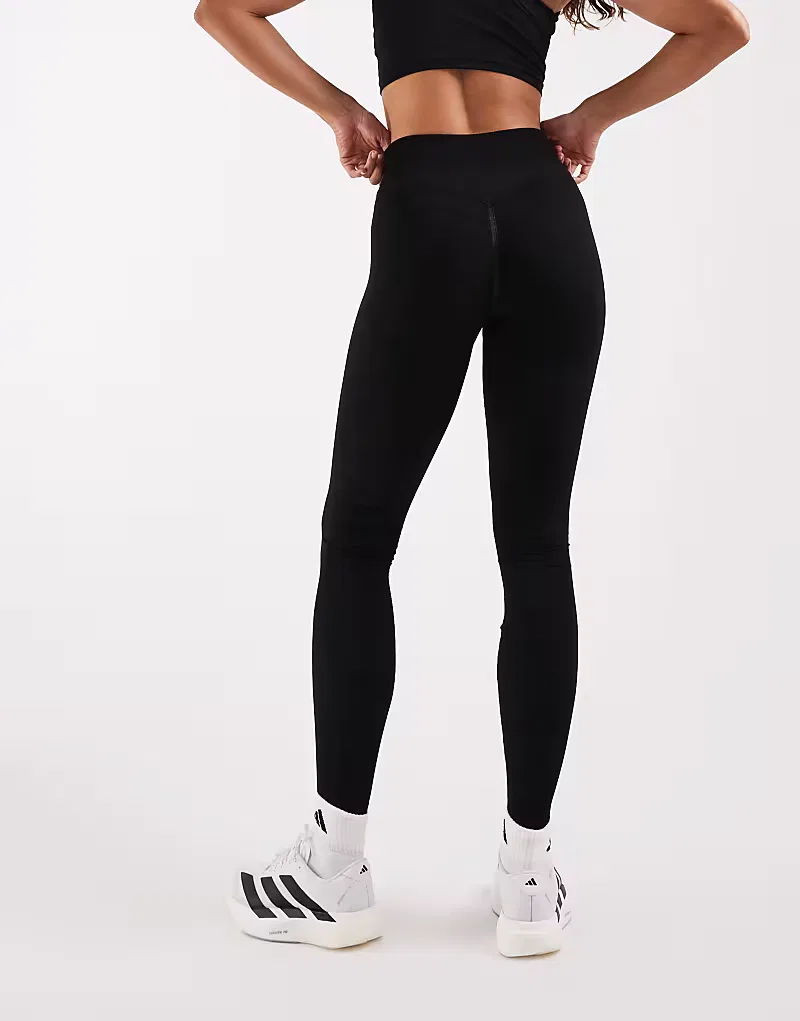 Леггинсы Adidas Performance Workout Essentials из трикотажа с эффектом сборки, длина 7/8, черный — фото 4