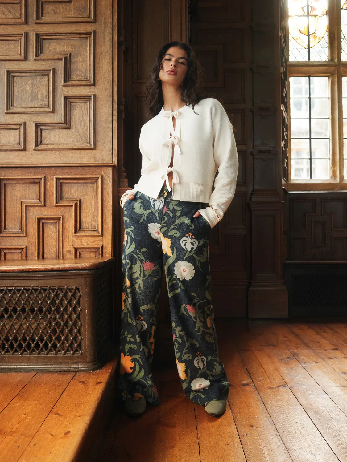 Брюки широкие, принт флорал, National Trust x Next, Navy Floral