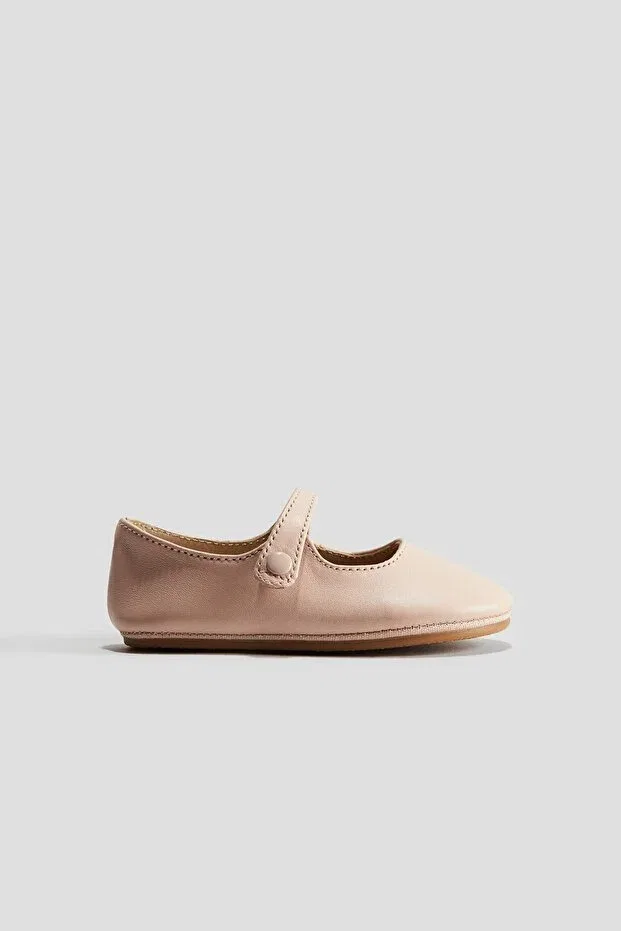 Детские балетки для девочек кожаные H&M, Powder Pink
