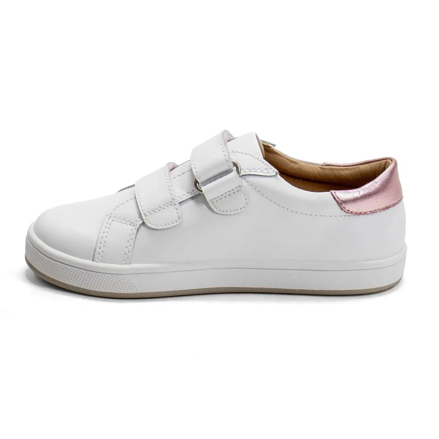 Детские кроссовки для девочек на липучке Old Soles Kix Premium Leather, Snow — фото 3