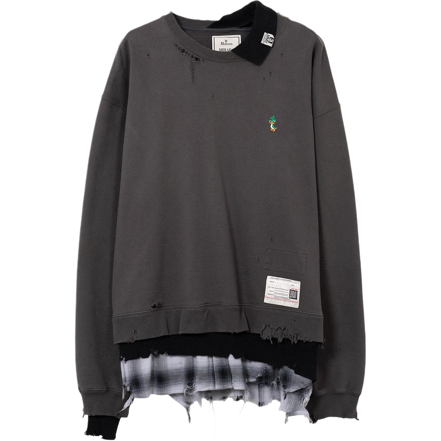 

Свитшот с многослойными потертостями Maison Mihara Yasuhiro, черный