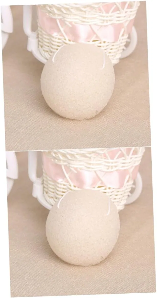 Губка для лица Konjac с активированным углем, Healeved, набор 2 шт, 7x4x2 см, Cream