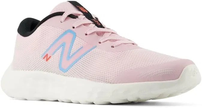 Детские кроссовки для девочек с шнуровкой 520 V8 New Balance, Mid Century Pink/Team Sky Blue/Black — фото 4