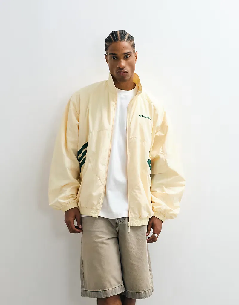 Тканая спортивная куртка Adidas Originals Munich, кремовый и, темно-синий — фото 3