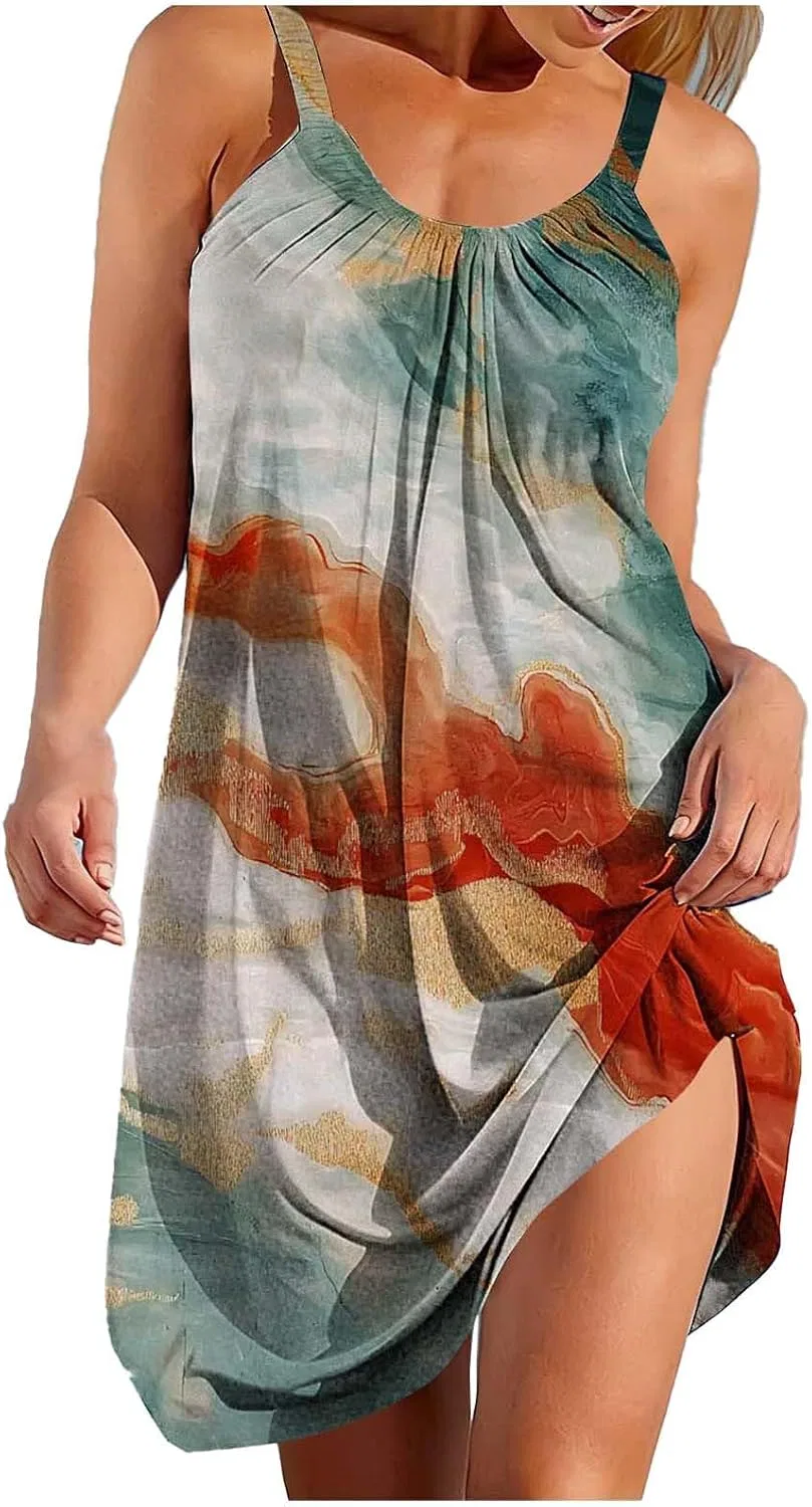 Женское летнее мини-платье с принтом богемное Cami Dress, Army Green
