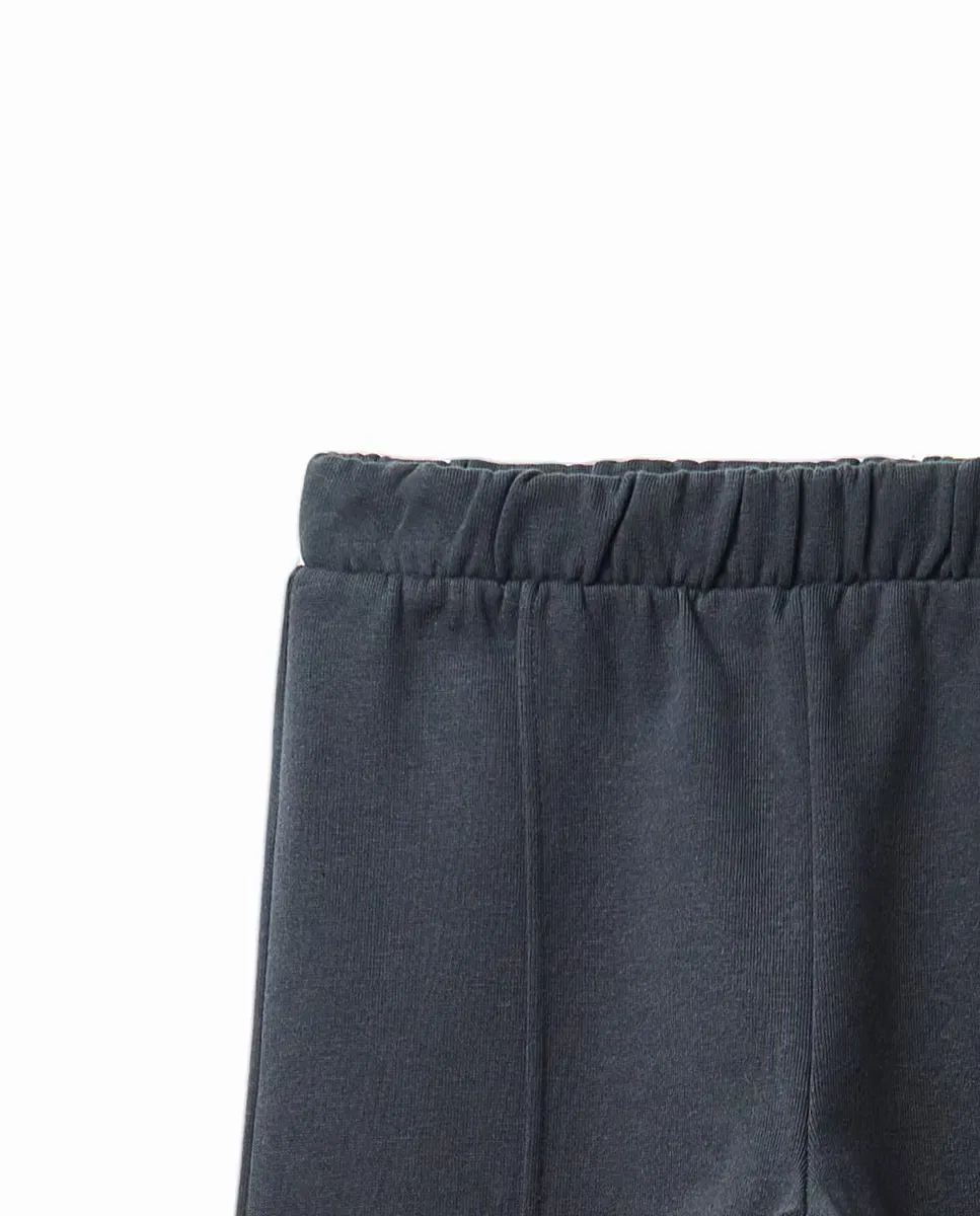 Детские штаны из футера для девочек Wide Leg Sfera, Антрацит — фото 2