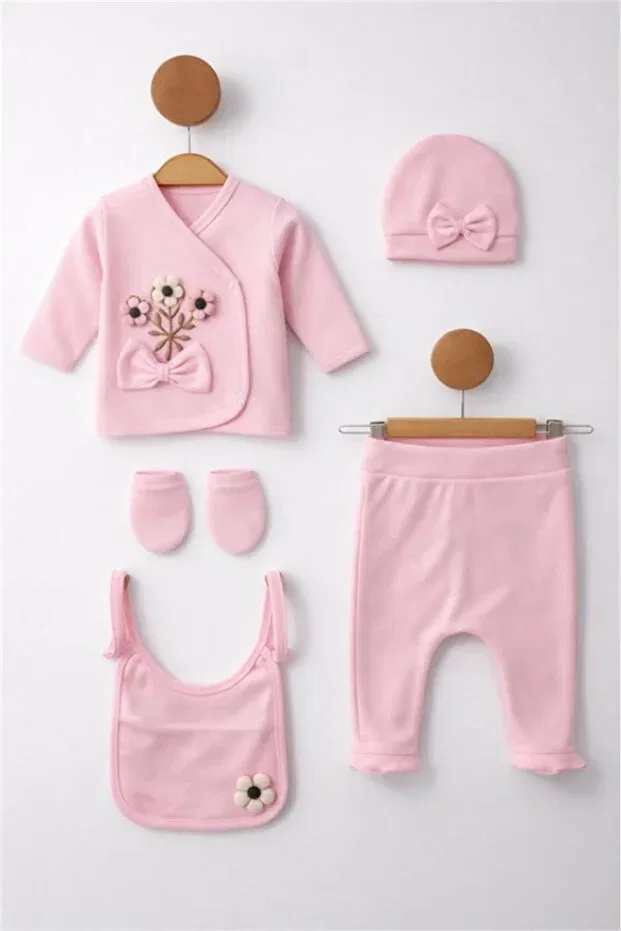 Детский комбинезон для девочек с принтом Young Bamoola For Babies, Pink Embossing