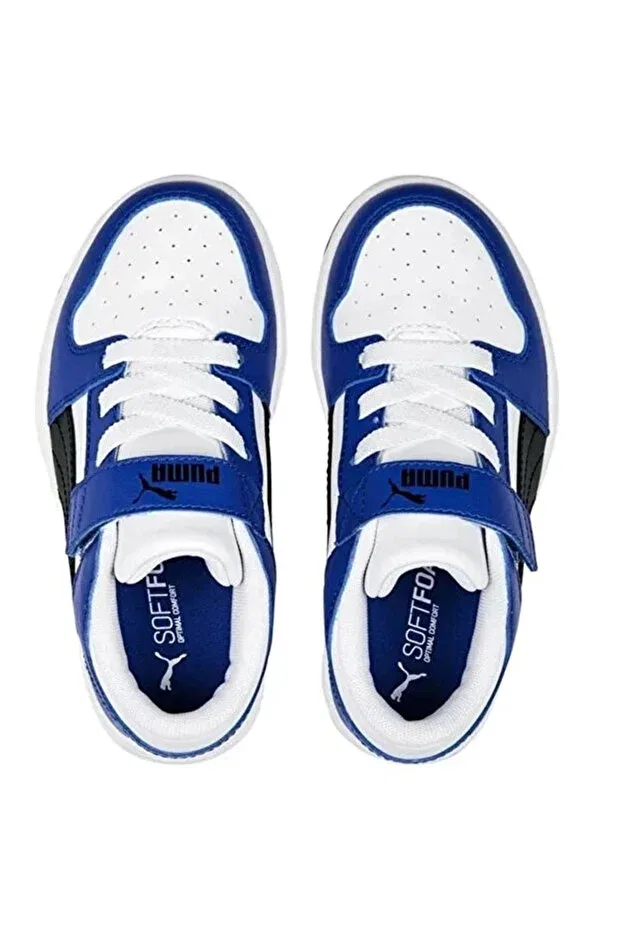 Детские спортивные кроссовки для девочек с липучкой Puma, White - Blue — фото 4