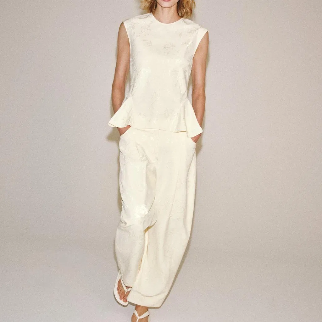 Женские повседневные брюки Neutrals Nude/Beige ZARA, Nude/Beige — фото 4