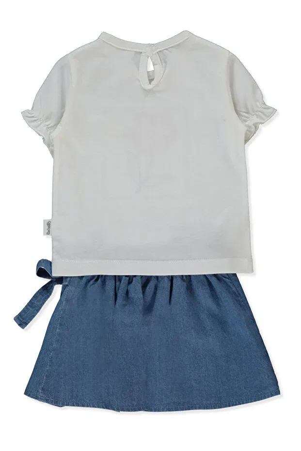 Детский комплект из футболки и юбки с длинным рукавом Tencel short skirt 2-piece set Bebetto, Blue — фото 2