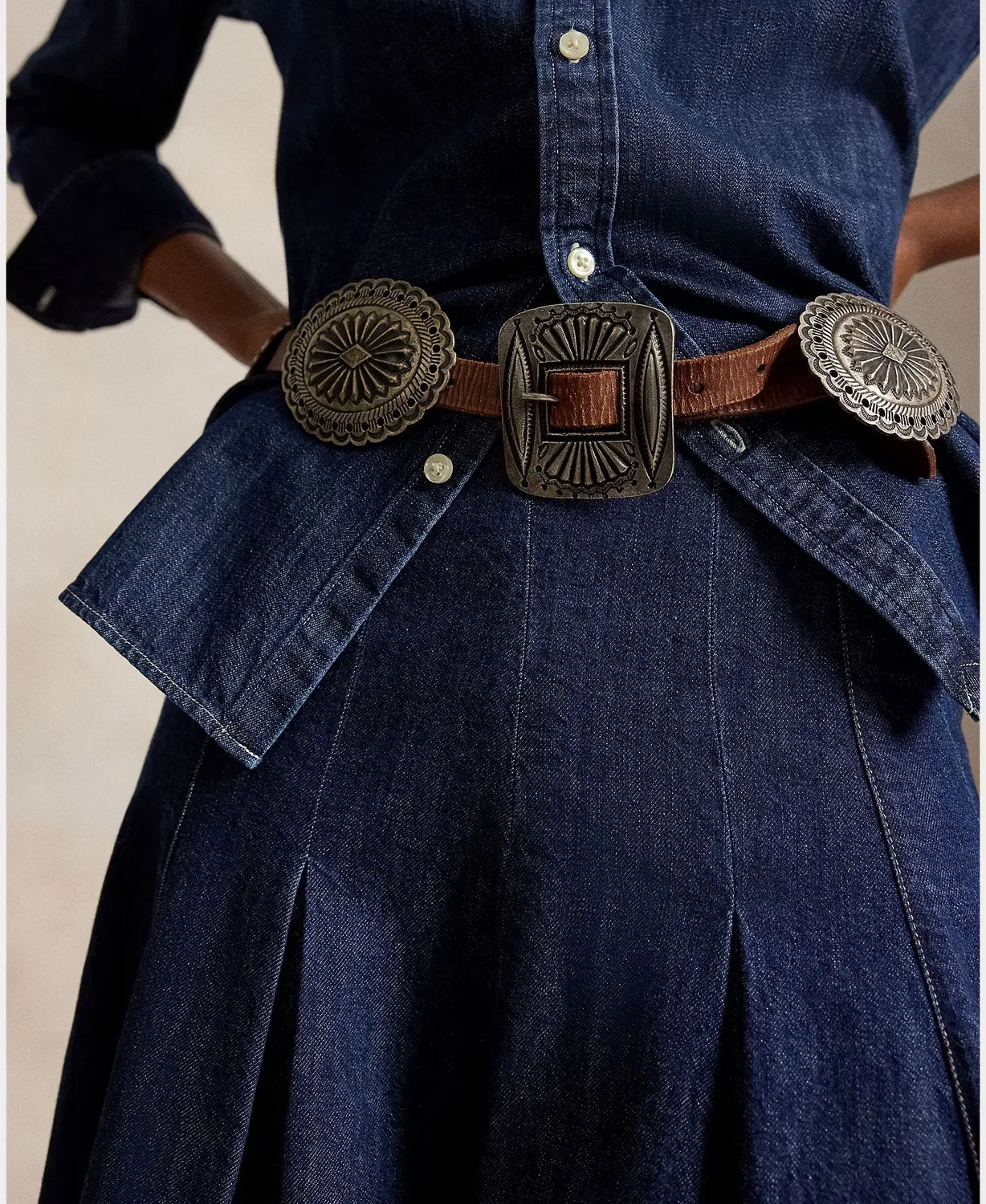Женская юбка-миди хлопковая Polo Ralph Lauren, Azul Marino — фото 4