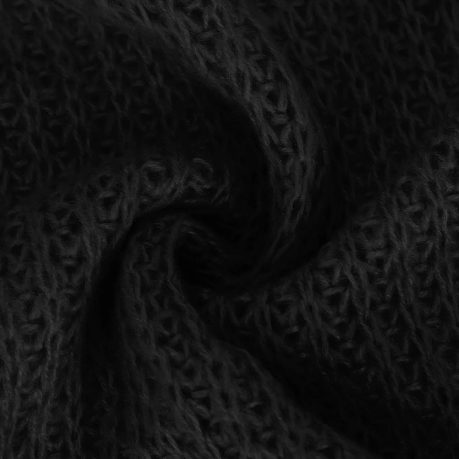Женский длинный кардиган макси кружевной вязаный открытый, Black — фото 4