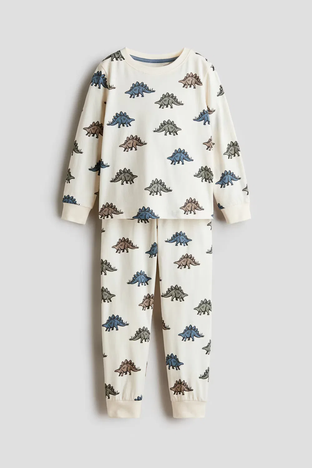 Пижама из набивного хлопка H&M, Cremefarben/Stegosaurier