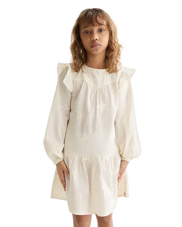 Детское платье для девочек с длинным рукавом Star Fringe Embroidered Scotch & Soda, Eggnog — фото 3