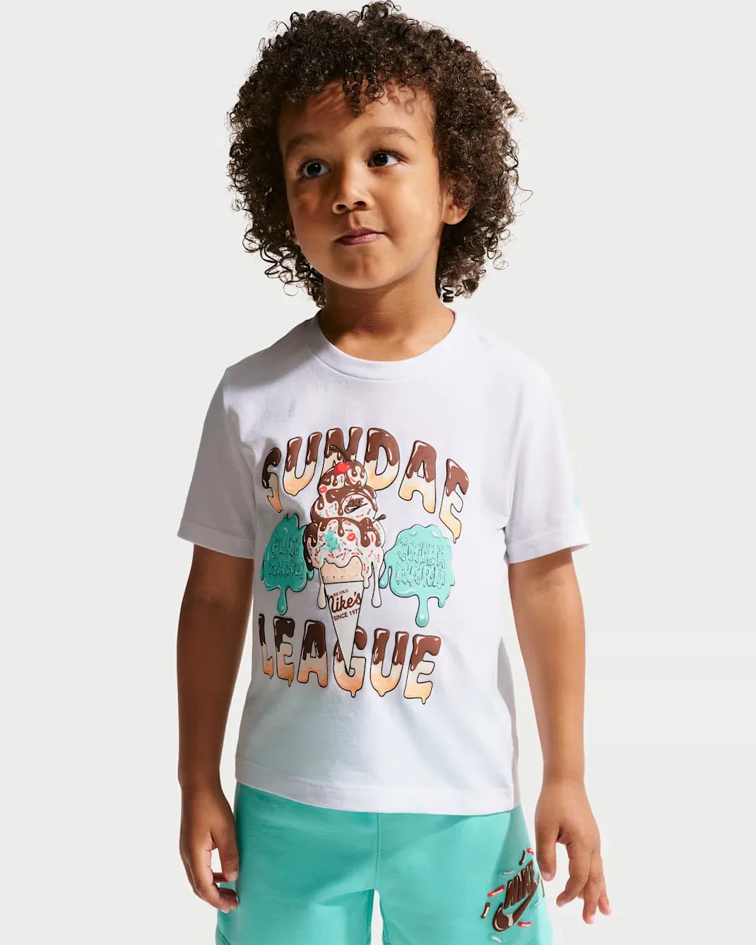 Детский комплект из двух предметов: шорты и шорты "Toddler Sundae League" Nike Sportswear, Bleached Turquoise — фото 2
