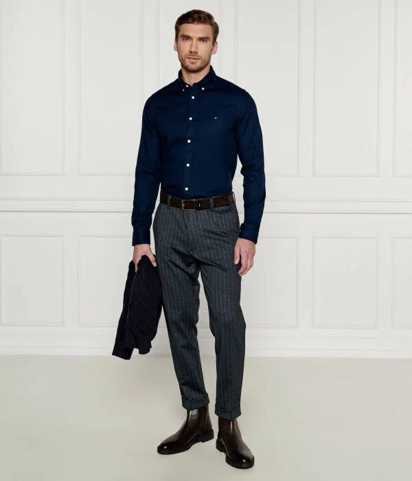 Мужская рубашка с длинным рукавом Camicia Dobby Tommy Hilfiger, Blu Marino — фото 2