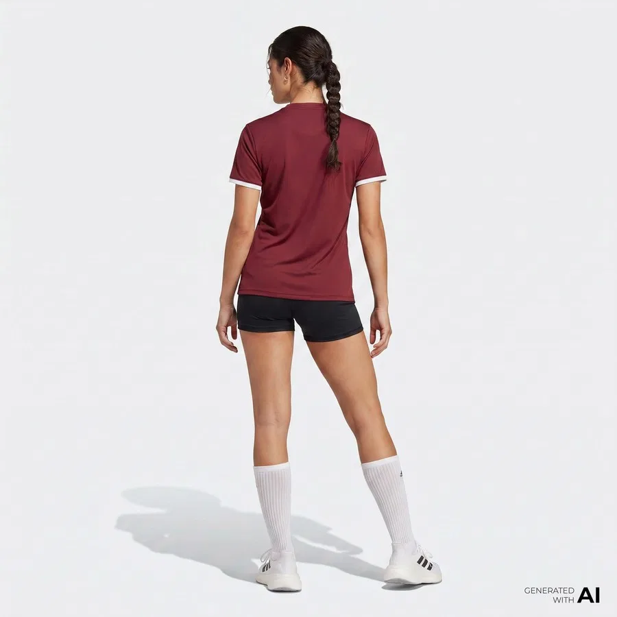 Футболка женская спортивная с принтом Entrada26 adidas, Бордовый — фото 3
