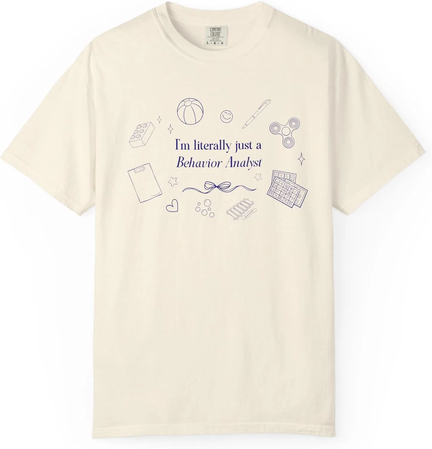 Футболка с принтом Behavior Analyst Comfort Colors 1717, Ivory