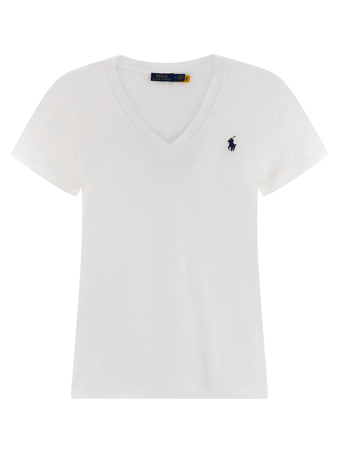 Женская футболка с коротким рукавом и V-образным вырезом White Cotton T-Shirt Polo Ralph Lauren, White