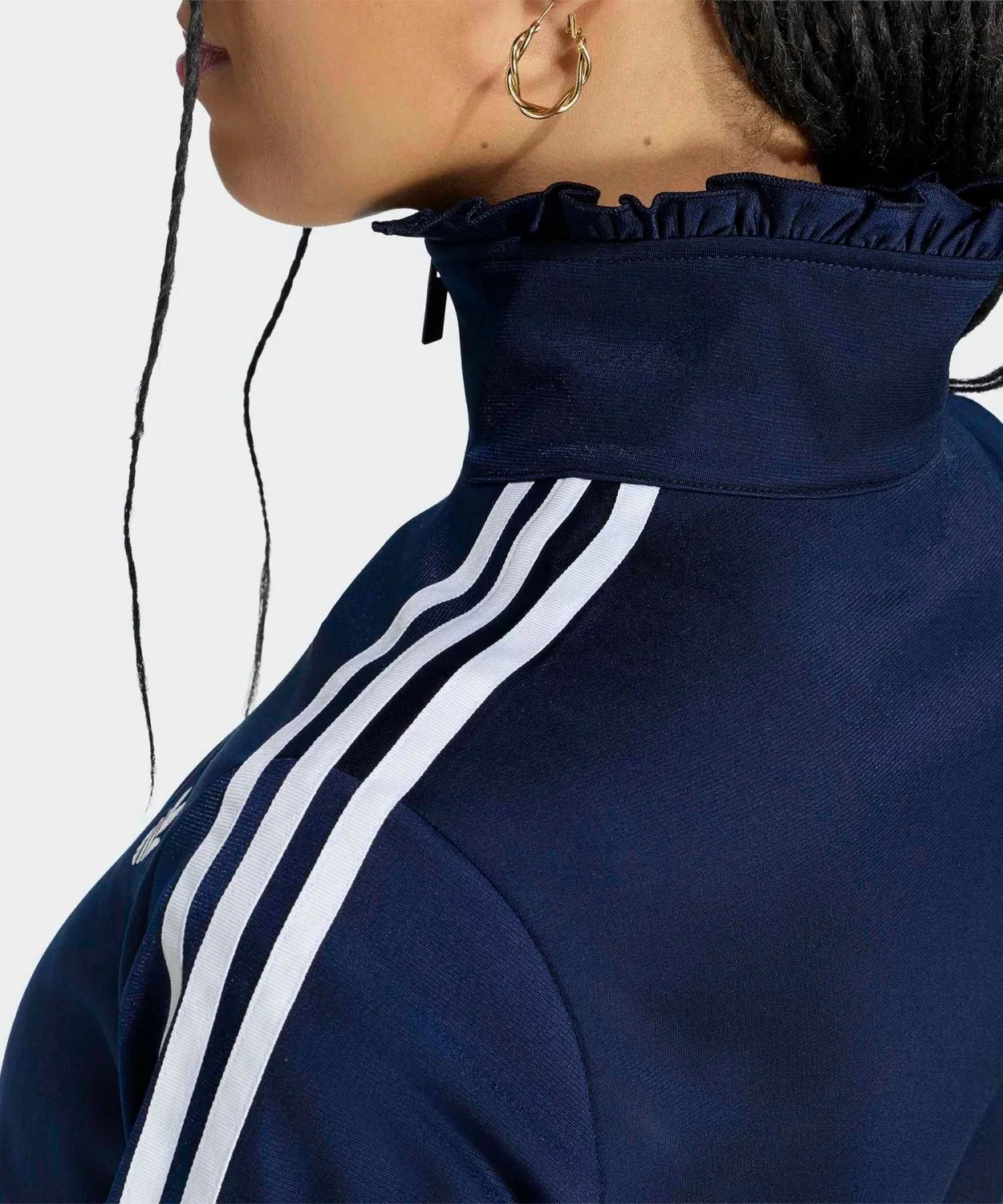 Женский топ-трак с плиссировкой, модель Pleated Firebird Adidas Originals, Navy — фото 4