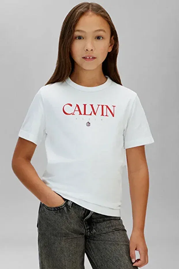 Детская футболка для девочек хлопковая ig0ig03060 Calvin Klein, White — фото 2
