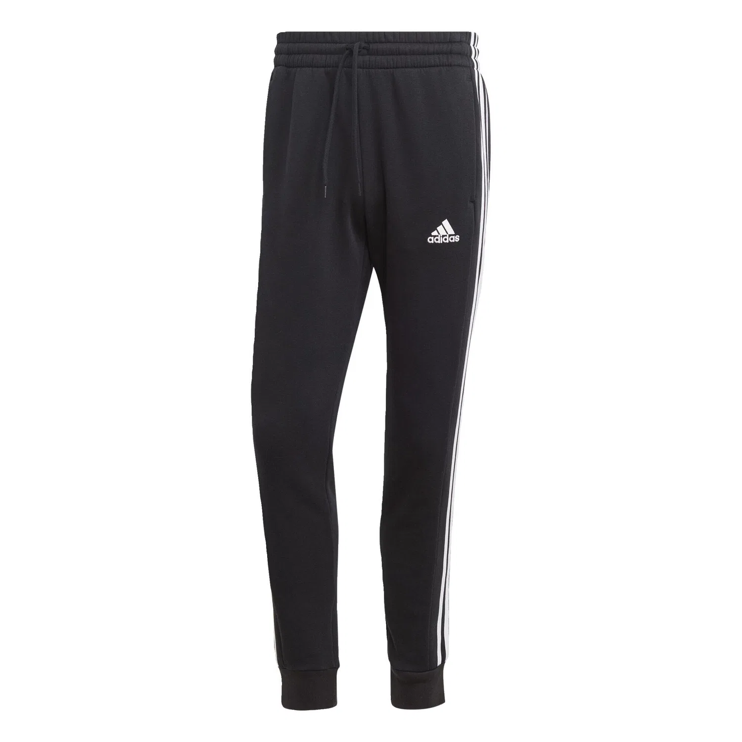 Мужские спортивные брюки Essentials 3-Streifen Tapered Cuff Hose Adidas, Schwarz / Weiss — фото 2