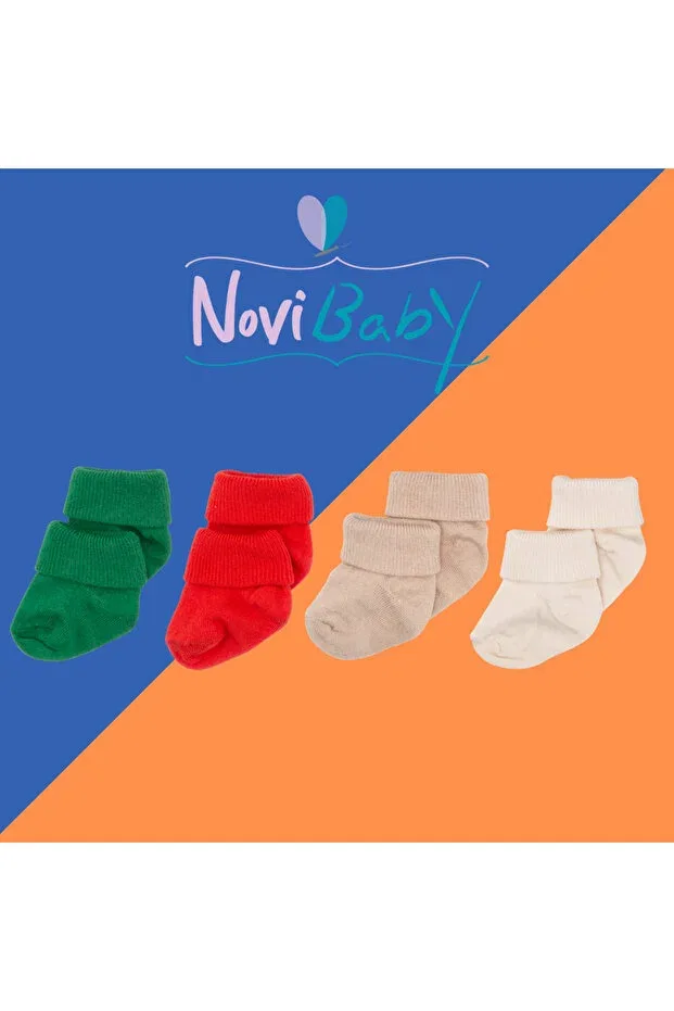 Детские носки для новорожденных с принтом 4-Piece Bamboo Baby Socks Novibaby, Jk4 — фото 2