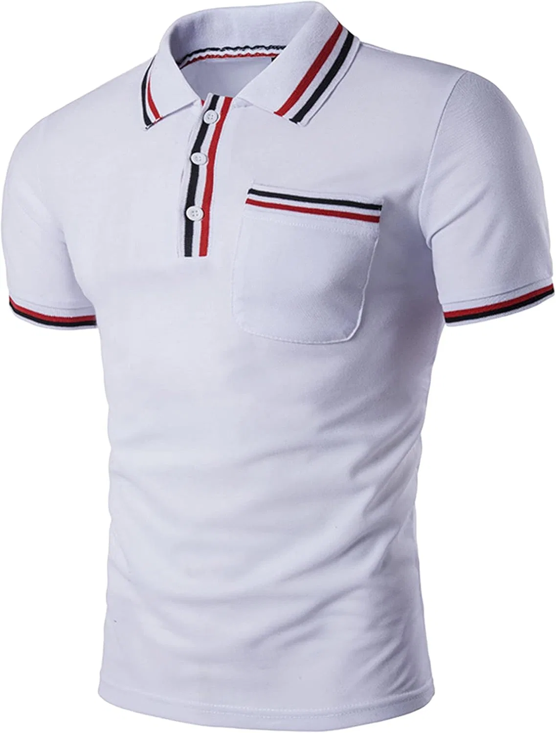 Мужская футболка с цветным воротником Henley, White