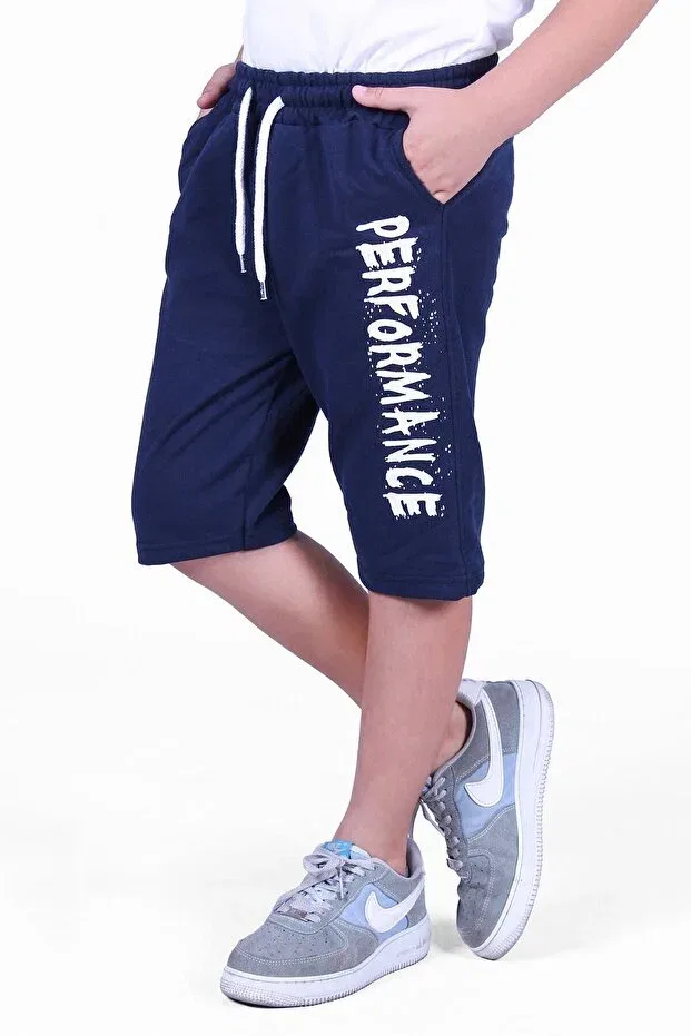 Детские шорты для мальчиков с принтом Performance Letter Printed Fyk Kids, Navy Blue — фото 2