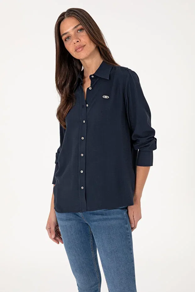 Женская рубашка с длинным рукавом U.S. Polo Assn., Navy Blue — фото 3