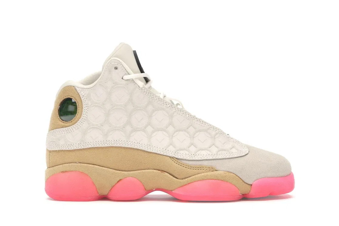 Детские кроссовки Lifestyle с принтом Jordan 13 Retro Jordan, Pale Ivory/Black-Digital Pink-Club Gold
