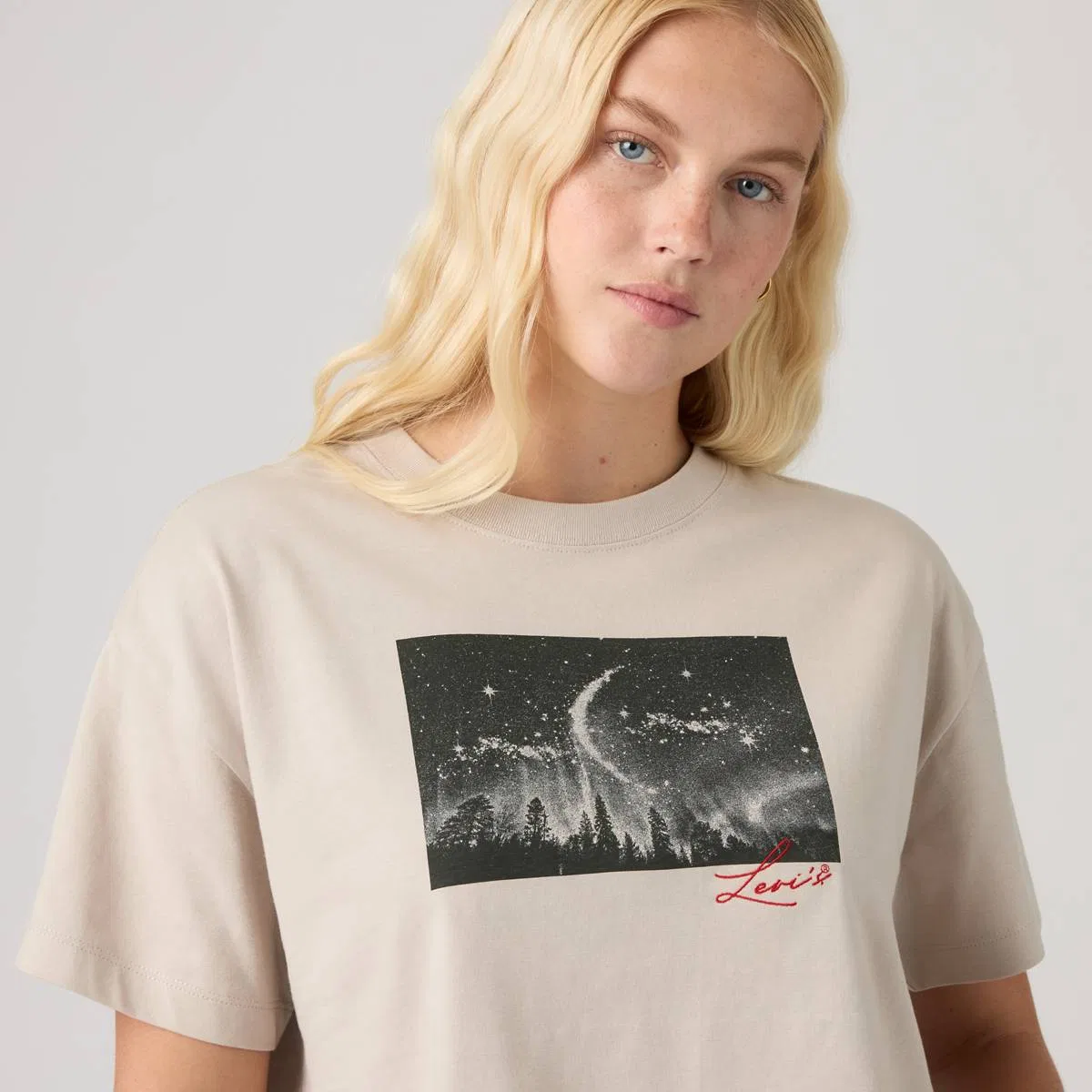 Укороченная футболка с графическим принтом на каждый день Levi's, Moonlight Chateau Gray - White — фото 2