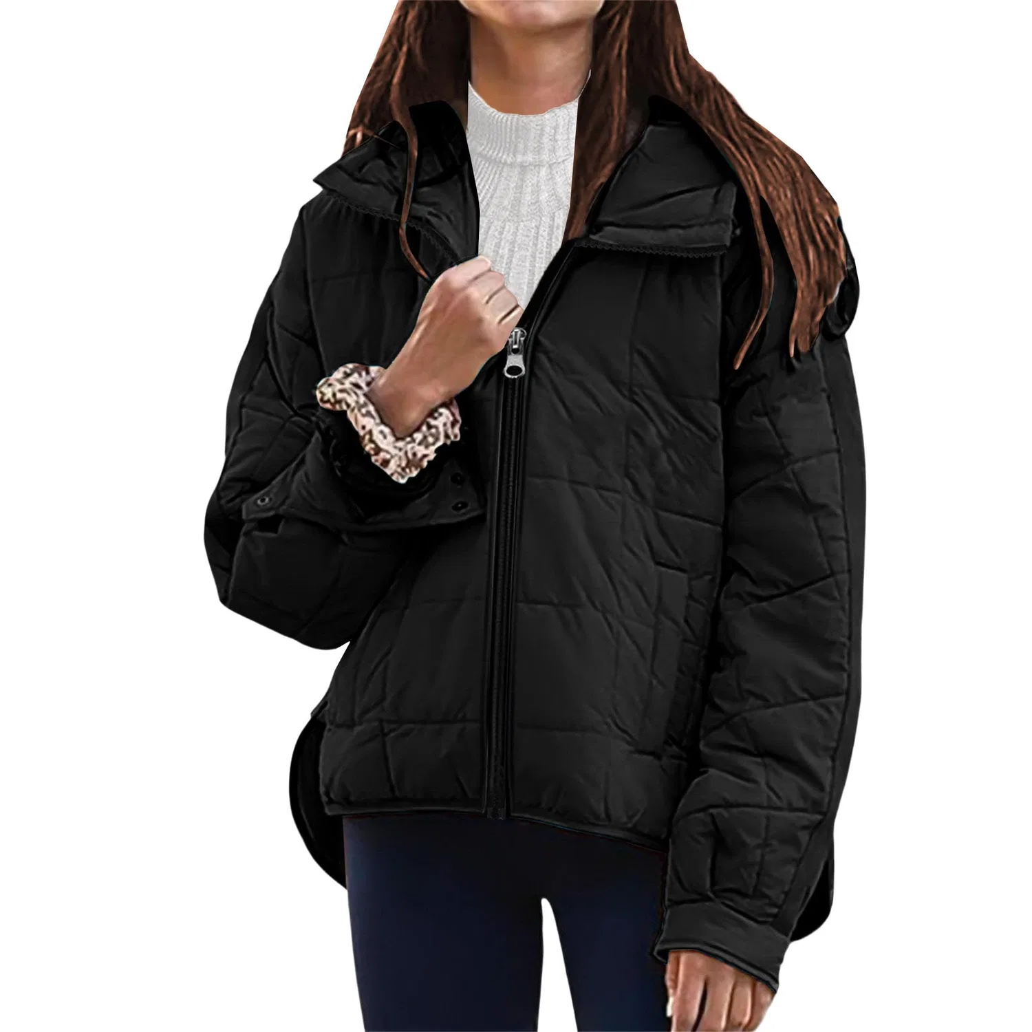 Женская стеганая куртка oversize с утеплителем, Nero