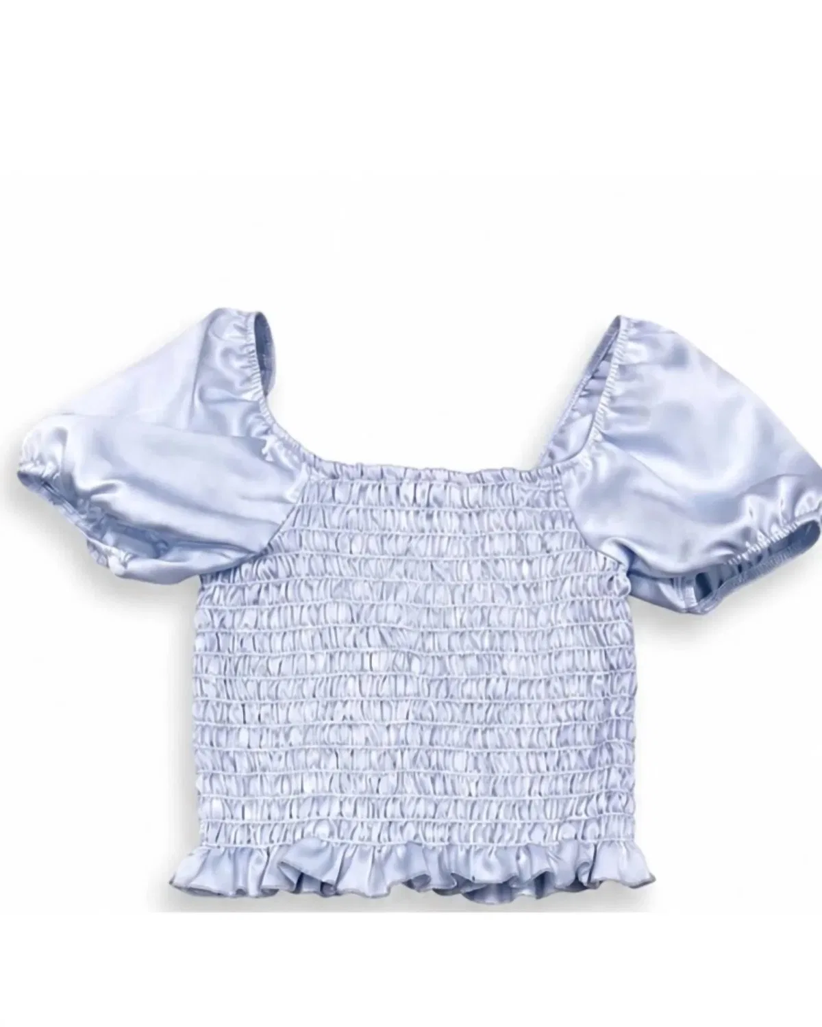 Детская блузка для девочек с оборками и сборками Cheryl Creations, Soft Blue