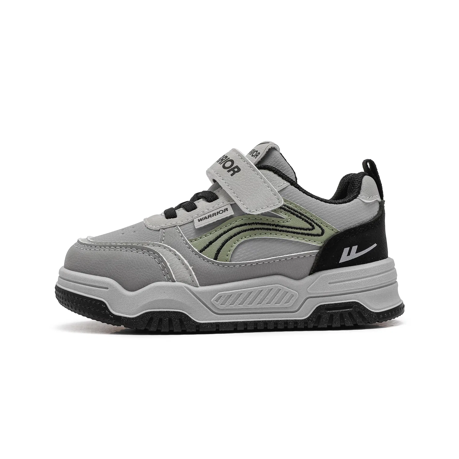 Детские кеды для скейтбординга с закрытым носком WARRIOR, Gray/Black/Green