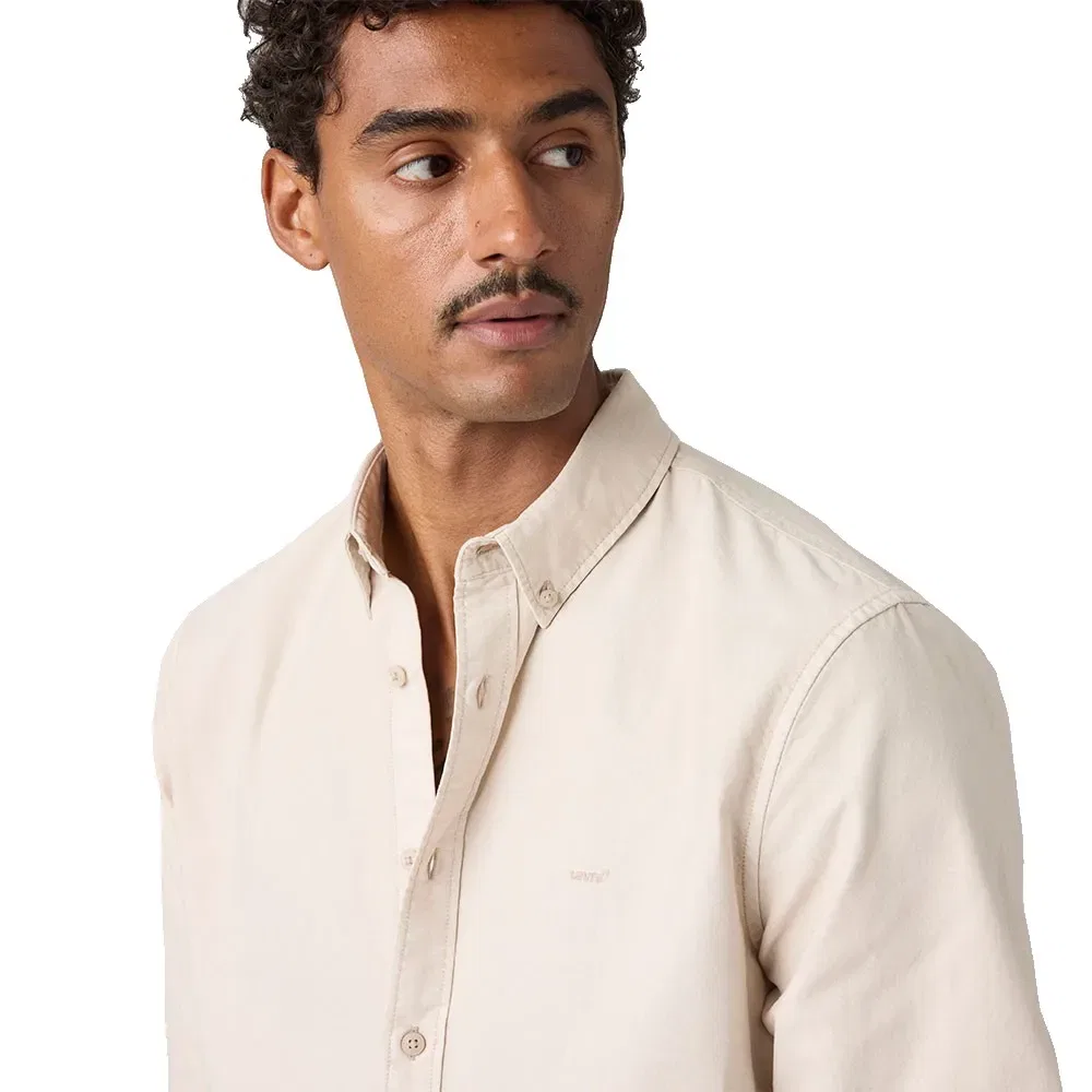 Мужская хлопковая рубашка с длинным рукавом Levi's, Beige — фото 4