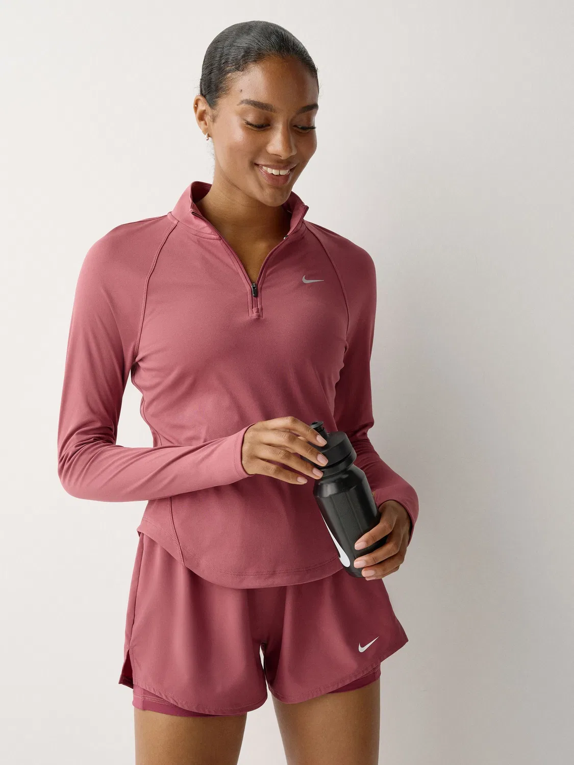 Беговая футболка с молнией 1/2 Nike Pink Smoke Tempo Dri-FIT