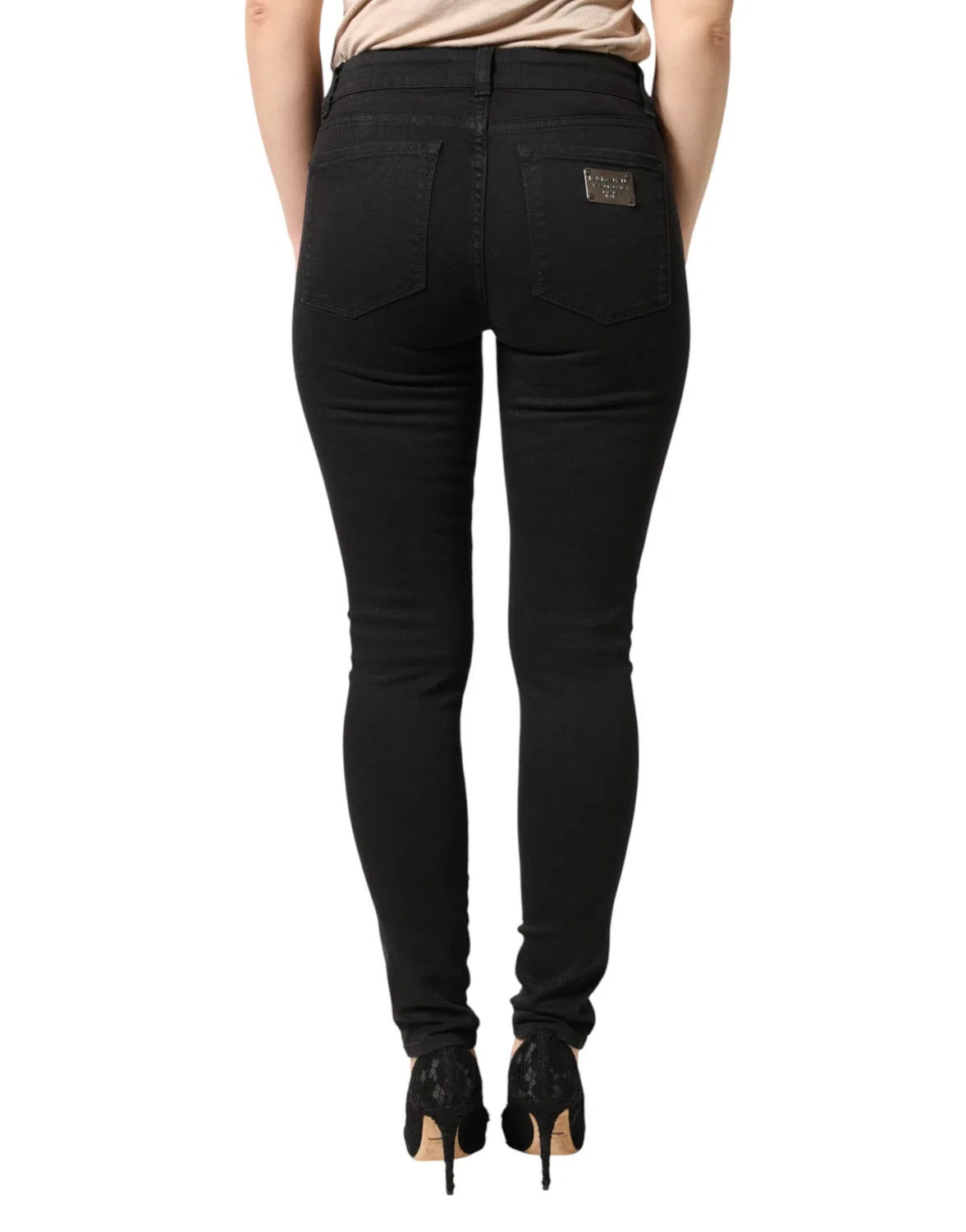 Женские джинсы скинни с логотипом Skinny Jeans Dolce & Gabbana, Black — фото 4