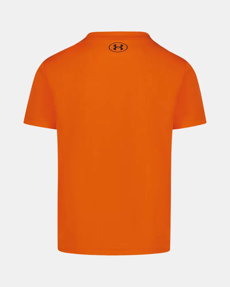 Футболка быстросохнущая UA Sunglasses Logo UnderArmour, Outrageous Orange/Blackout Navy — фото 3