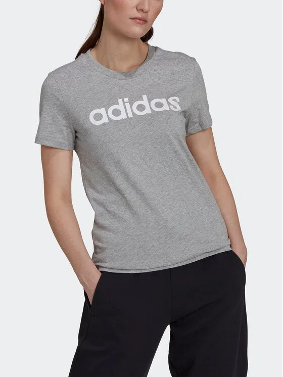 Футболка slim fit Essentials Logo Adidas, серый — фото 4
