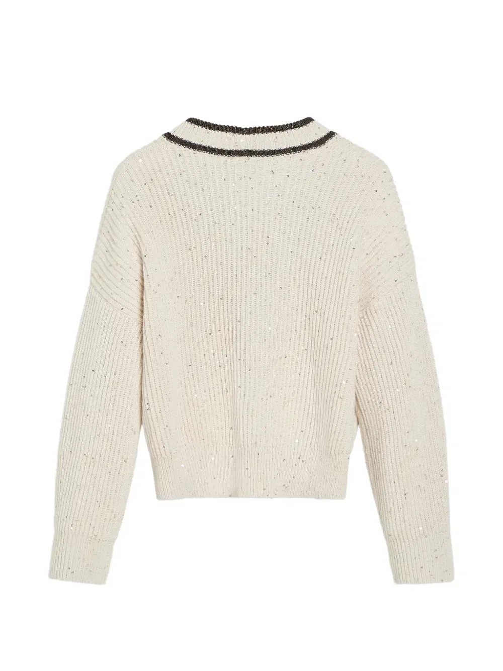 Декорированный кардиган в рубчик Brunello Cucinelli Kids, бежевый — фото 2
