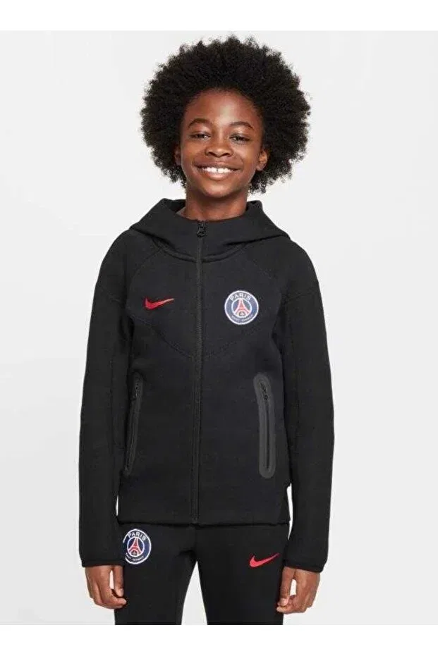 Детская толстовка с капюшоном Paris Saint-Germain Tech Fleece FZ Nike, Black