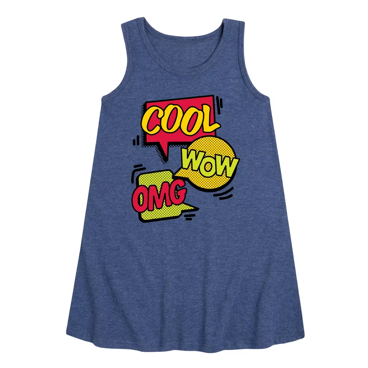 Детское платье-трапеция без рукавов Pop Art Bubbles Instant Message, Heather Navy