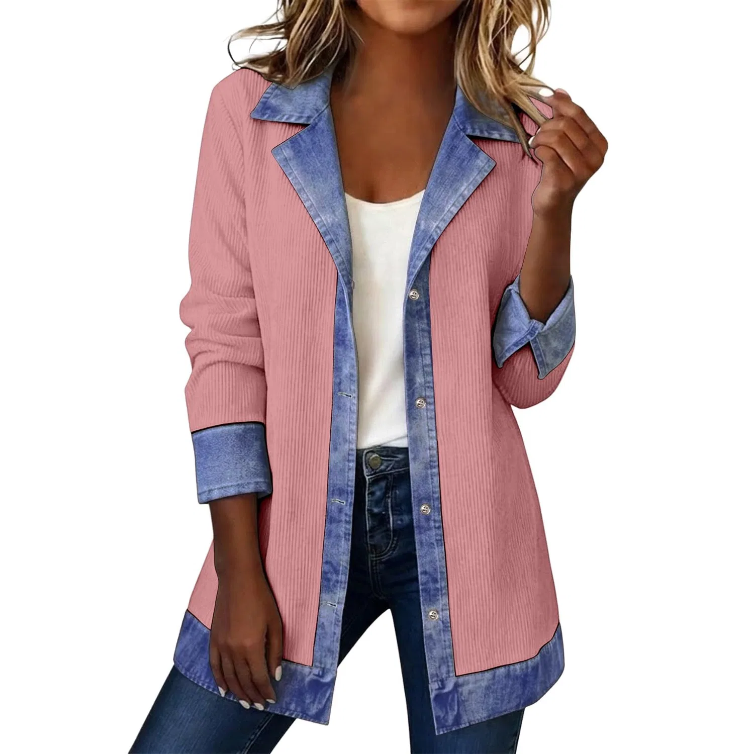 Женское длинное пальто из денима с кружевом oversize, Rosa