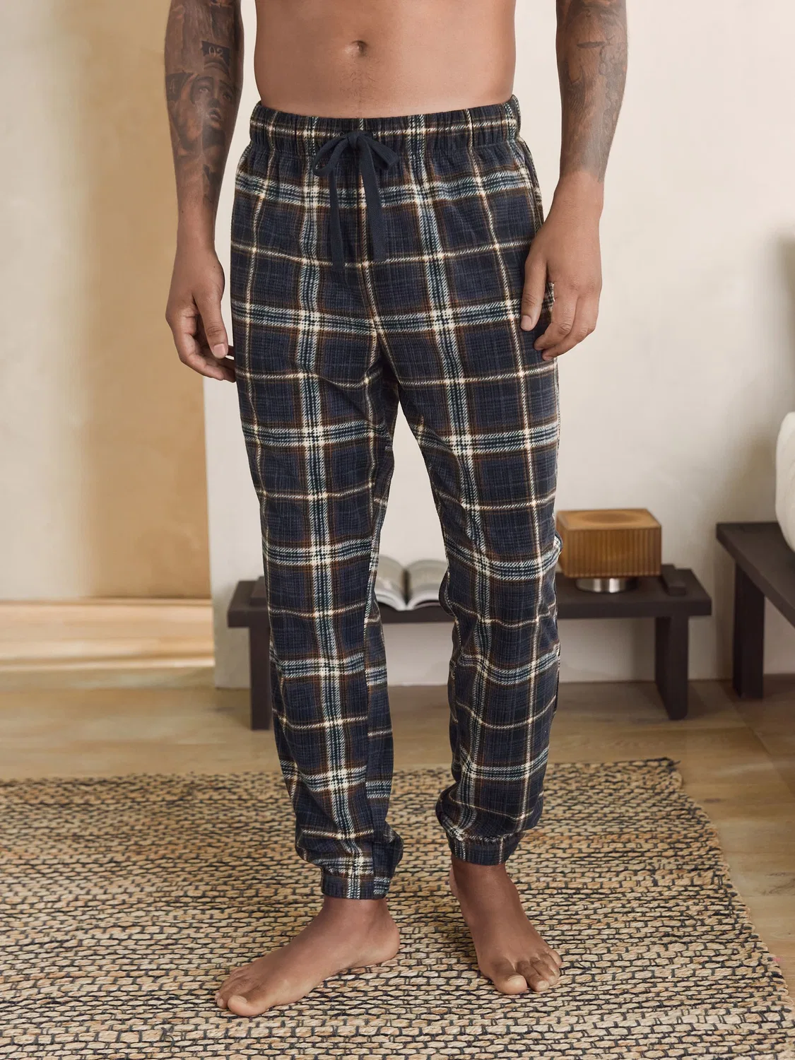 Пижамные брюки Motionflex Corded Cosy Cuffed Next, черный/нейтральный клетка