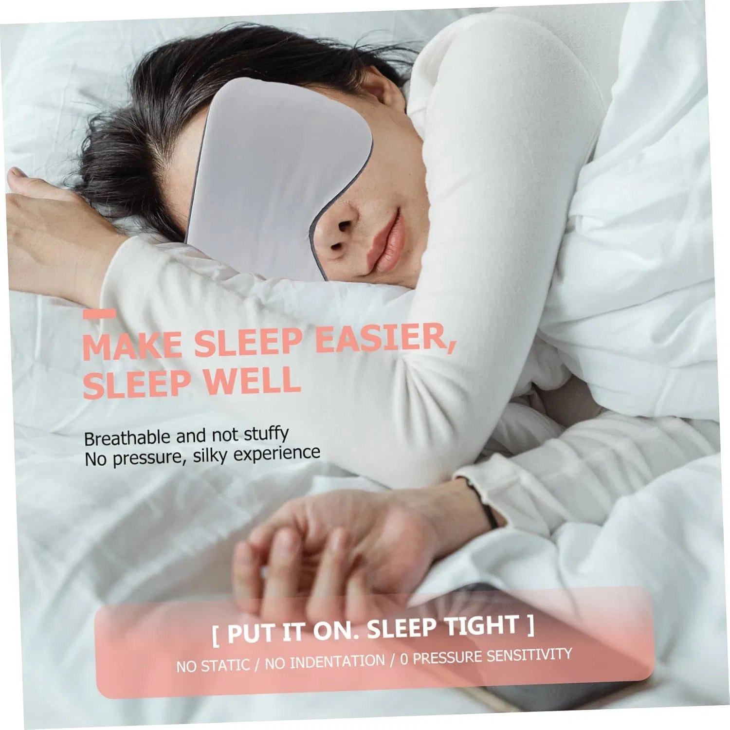 Маска для сна Silky Sleep Mask, VICASKY, двойная, розовая — фото 2