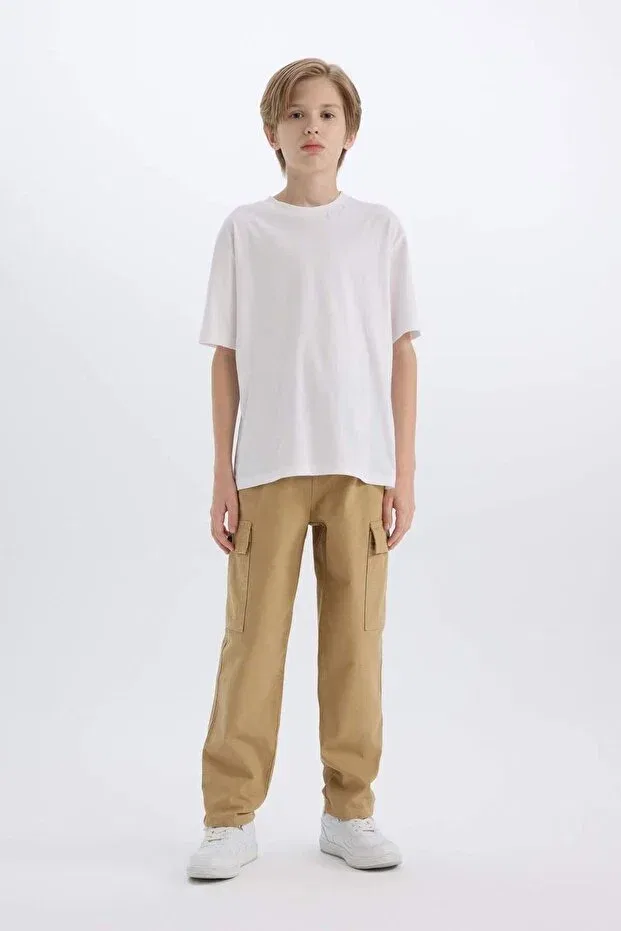 Детские брюки для девочек широкие хлопковые Defacto, Beige-Bg739