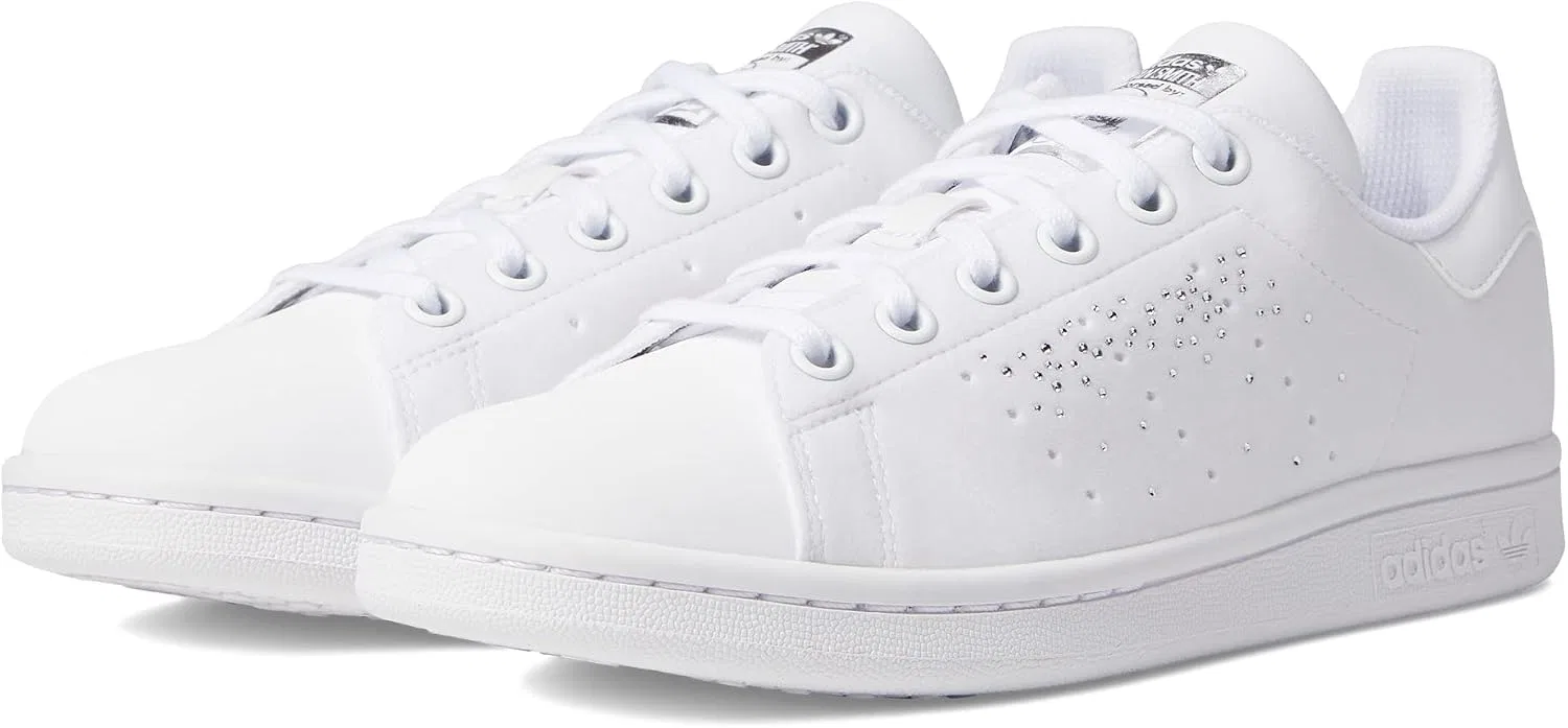 Детские кроссовки для мальчиков Stan Smith Cloudfoam adidas Originals, White/White/Silver Metallic