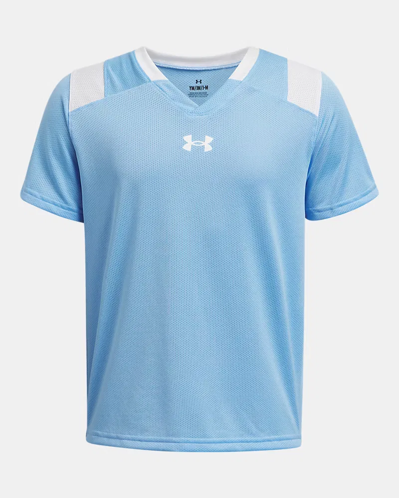 Детская спортивная футболка из дышащей сетки UA Big Win Flag UnderArmour, Carolina Blue/White — фото 2