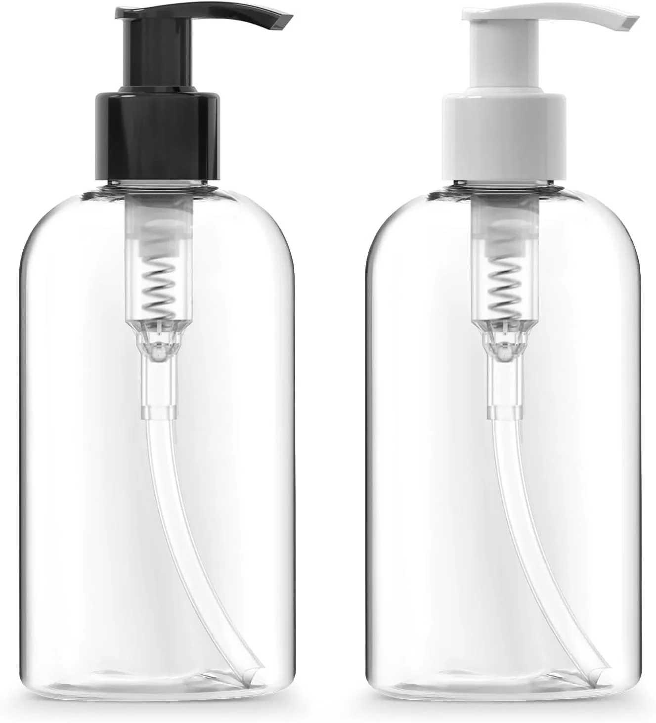 Пустые лосьонные бутылки 8 oz Crystal Clear Short Round Bottles Set, Black & White Pump, Bar5F